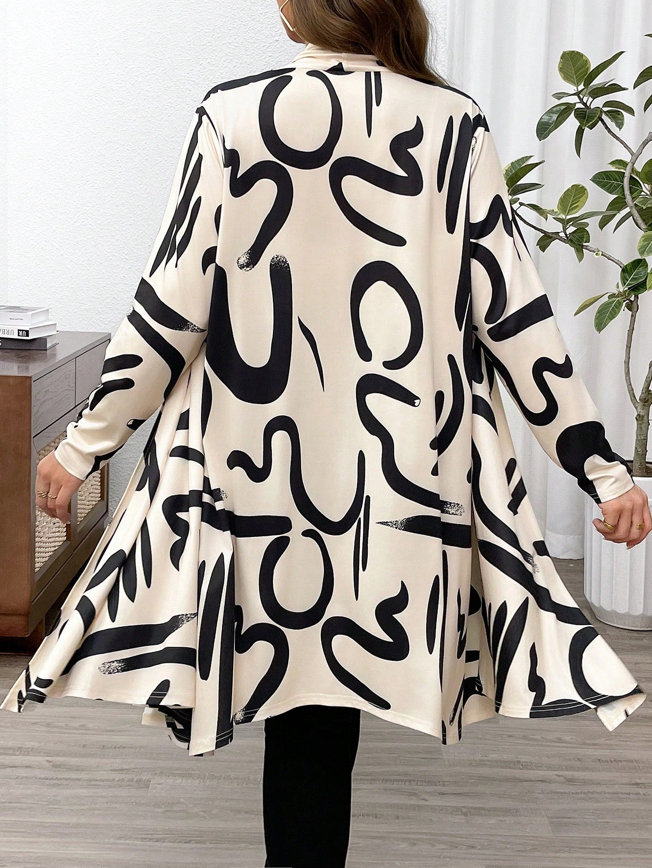 Franclia Plus Size Casual Printed Long Jacket