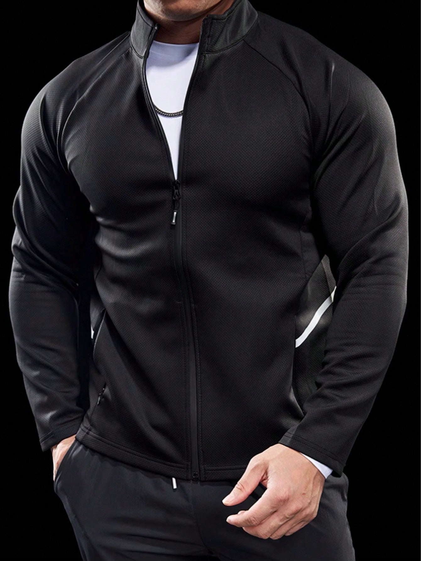 Boyfriend Style Men's Jacket, Sports Coat, Soft Fabric, Zipper Tracksuit, Muscular Style, Hiking, Climbing, Fitness Casual Jacket, Lightweight Jacket, Slim Fit, Quick Dry, Long Sleeve, Running