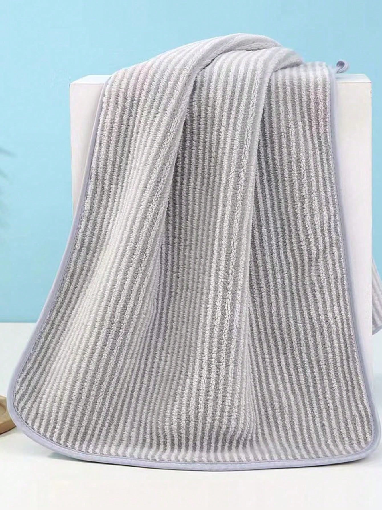 1pc Coral Fleece Soft Absorbent Quick Dry Minimalist Striped Washcloth/Hair Towel, Suitable For Adults And Children, Unisex Home