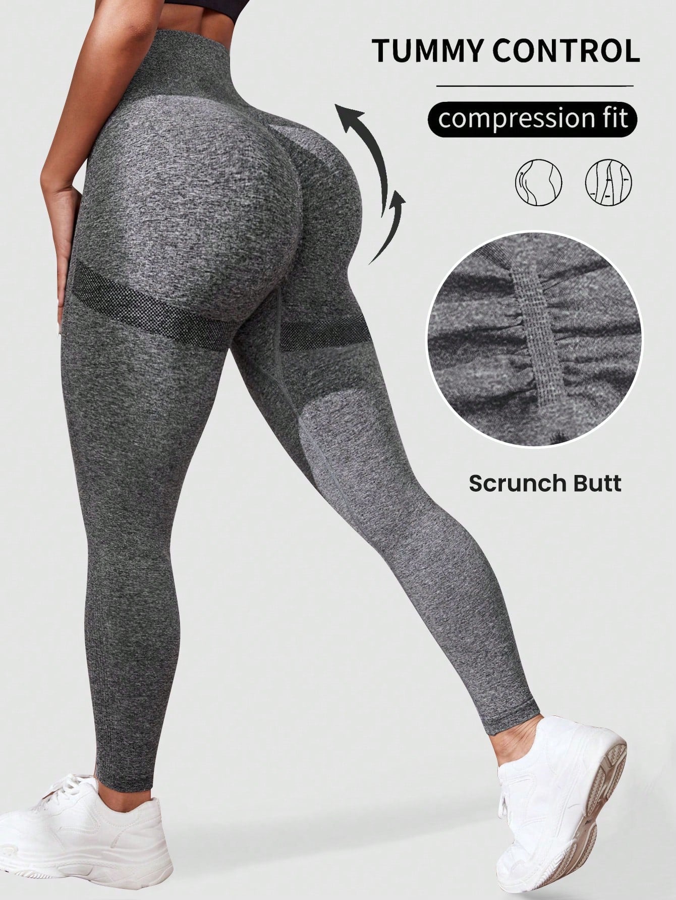 SHEIN Sport Studio Yoga Leggings Seamless High Stretch Tummy Control Training Tights With Wide Waistband