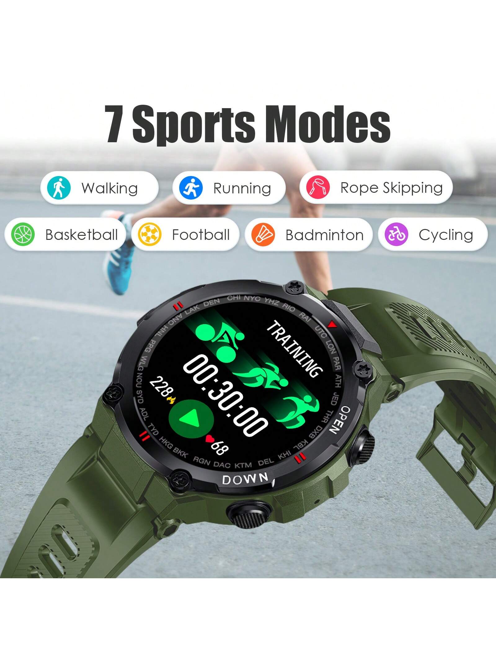 INEYES Smart Watch For Men Fitness Tracker Watch Outdoor Waterproof Multi-Sports Mode Watches With Heart Rate Monitor Pedometer Sleep Workout Tracker Compatible With IOS