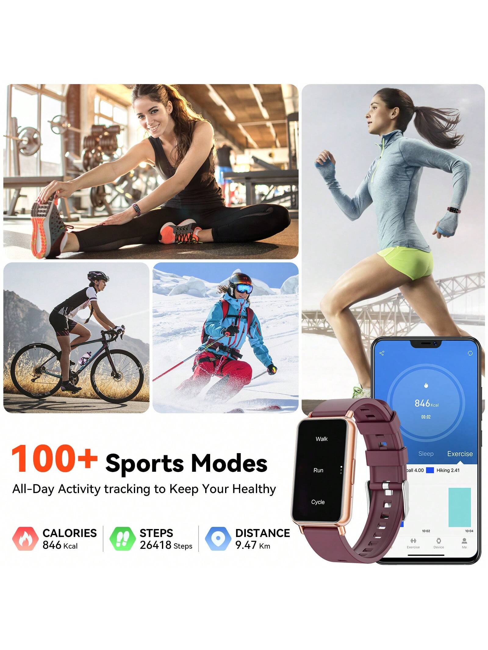 Hwagol 1.45-Inch Smart Watch, Sports And Fitness Tracker, Compatible With Android IPhone, Women's Smart Watch, Sleep Monitoring Watch/100  Sports Modes, Step Counting And Calorie Men's Smart Watch