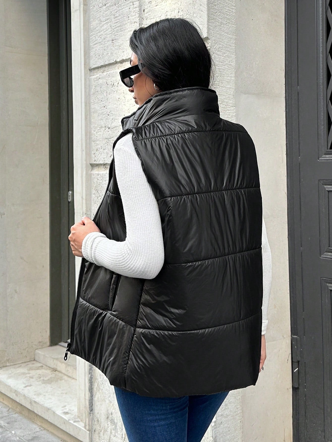 Tall Tall Women's Sleeveless Zip-Up Puffer Winter Coat