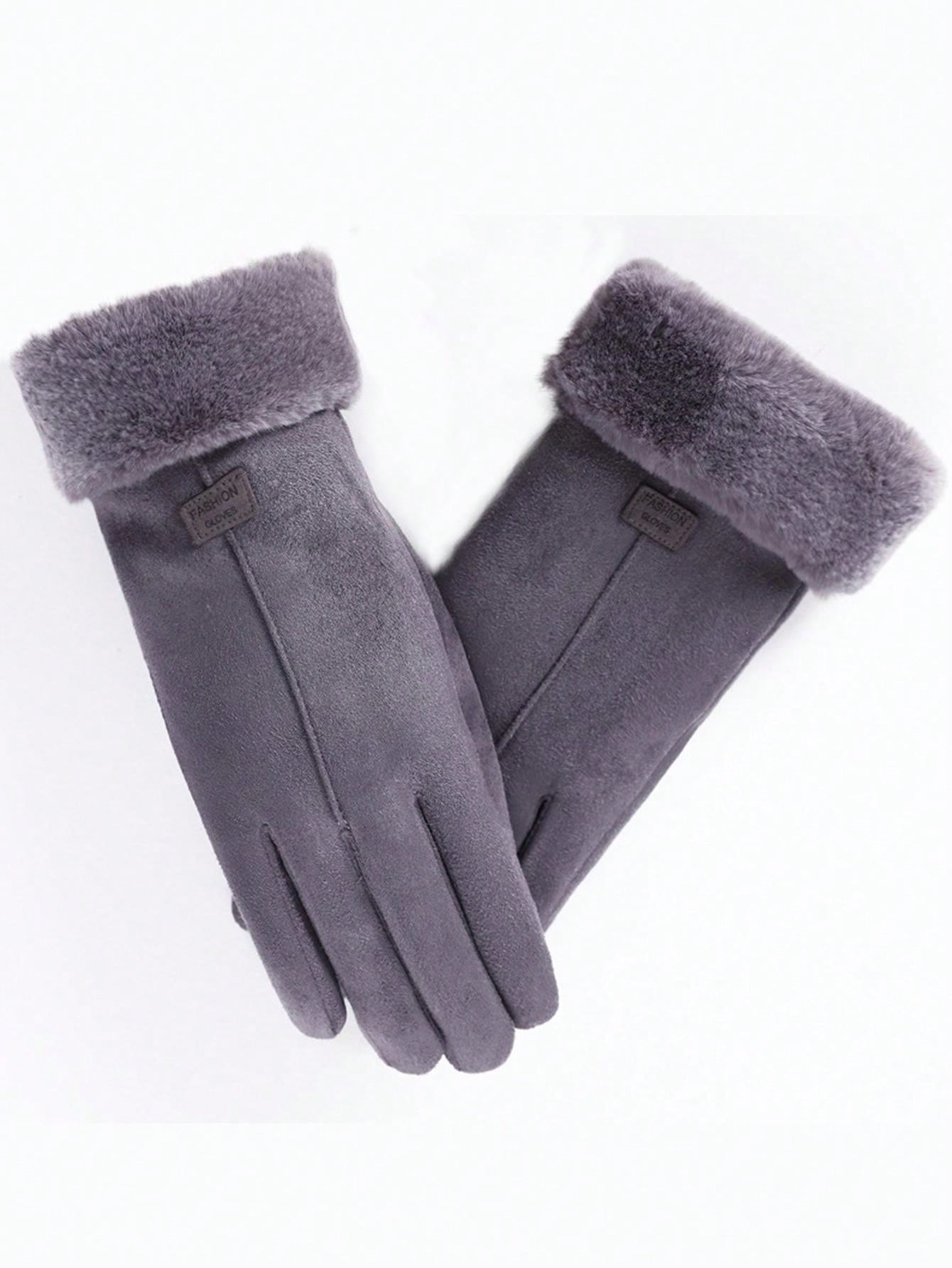 Women Winter Thick Plush Gloves Fashion Warm Suede Outdoor Lady Touchscreen Driving Gloves Sports Cycling Mittens