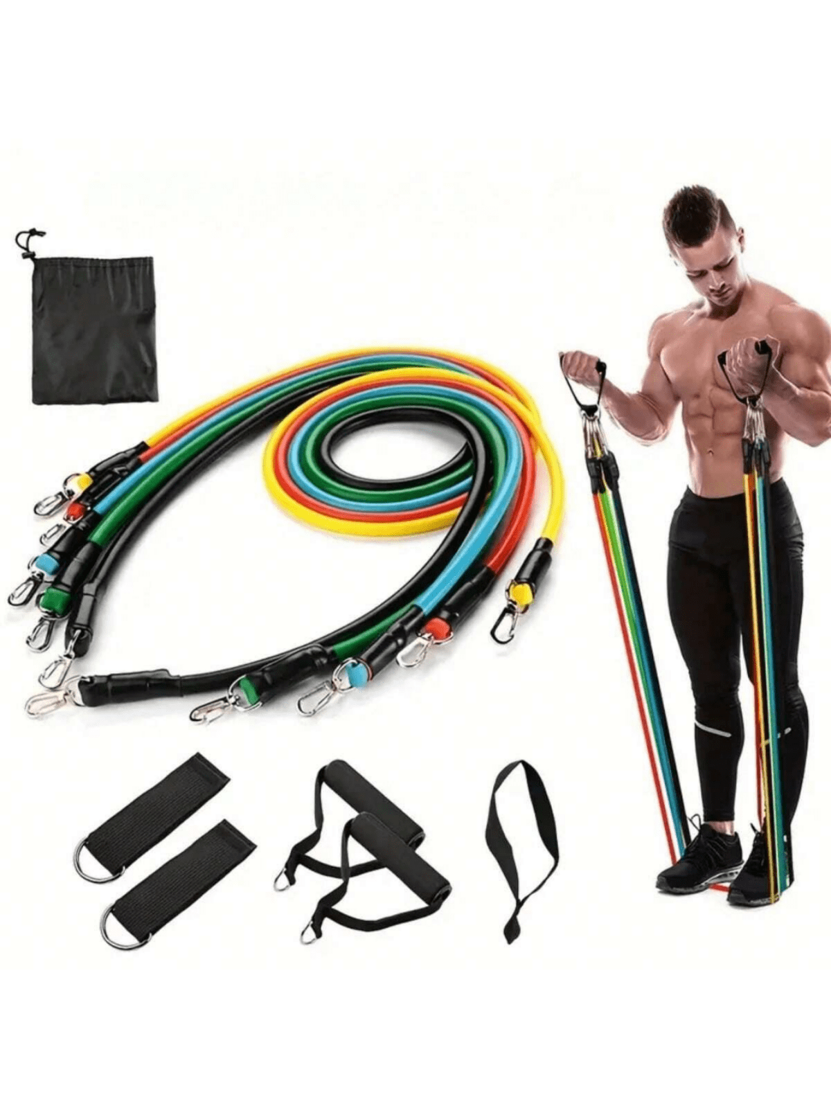 11pcs Sweat-Adsorption Silicone Resistance Band Set