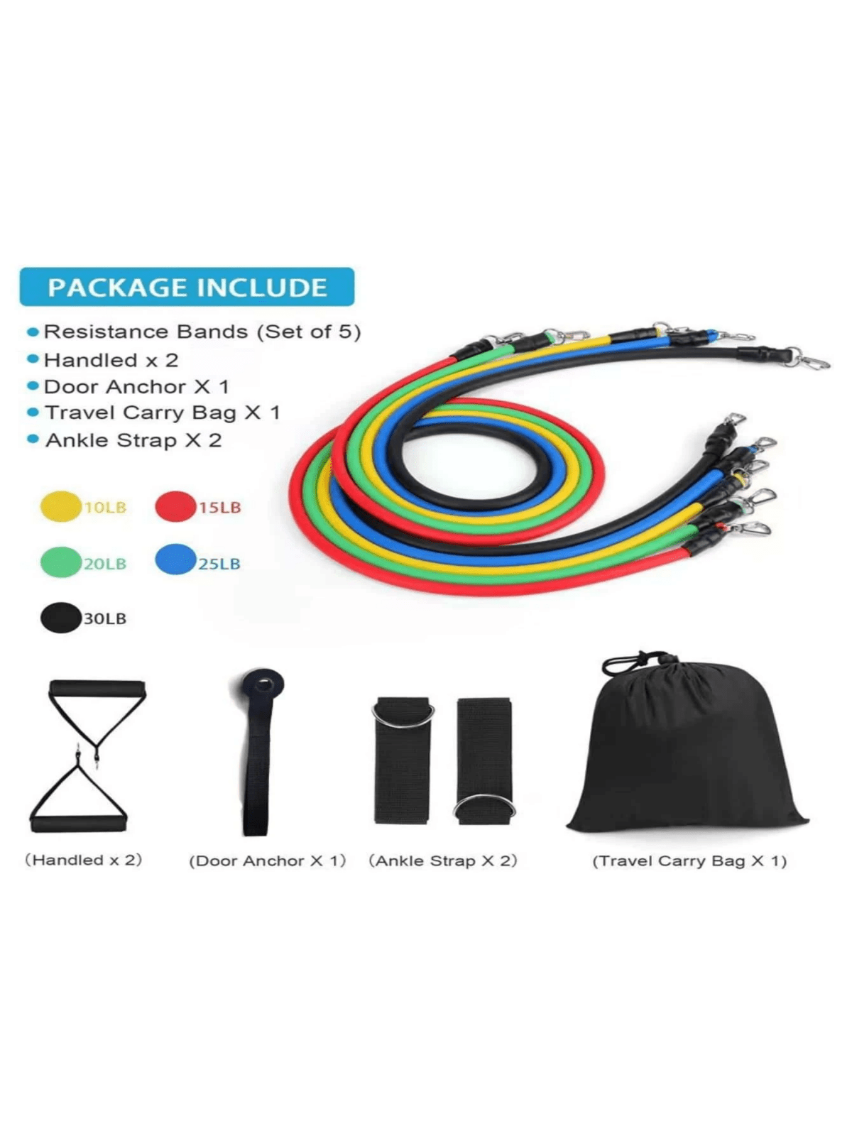 11pcs Sweat-Adsorption Silicone Resistance Band Set