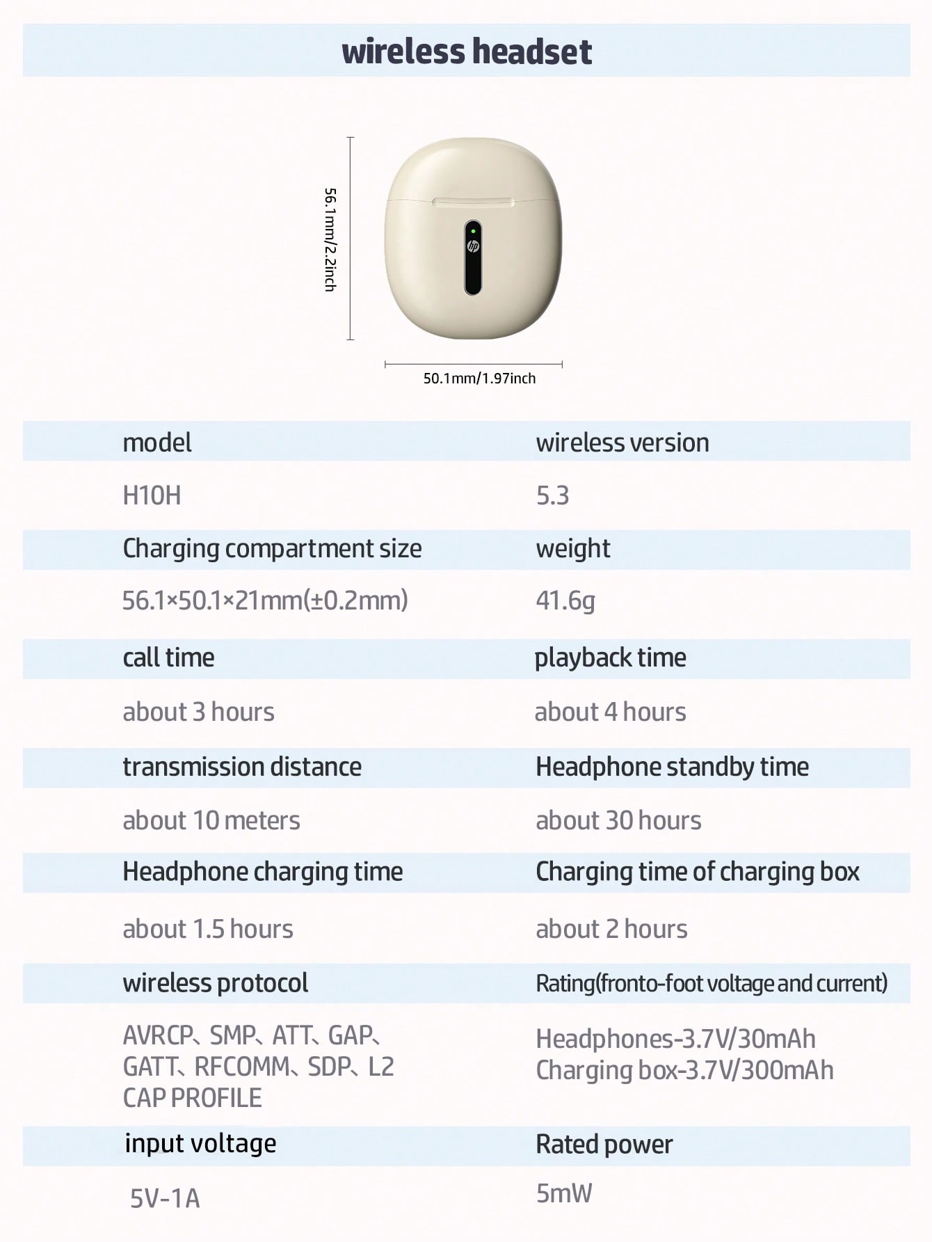 HP True Wireless Deep Bass Earbuds, Bluetooth 5.3, Up To 30 Hours Of Battery Life, Featured Appearance, Suitable As A Gift