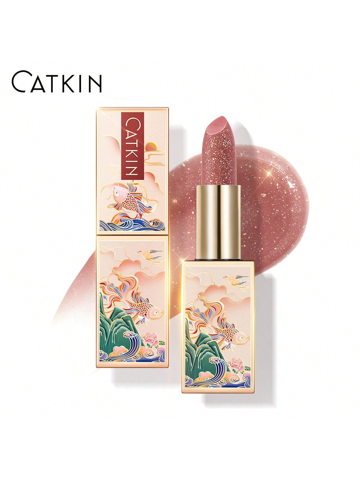 CATKIN Glitter Tinted Lip Balm Color Changing Lipstick Ultra Hydrating Natural Lip Moistrurizer With Vitamin E Nourishing For Cracked