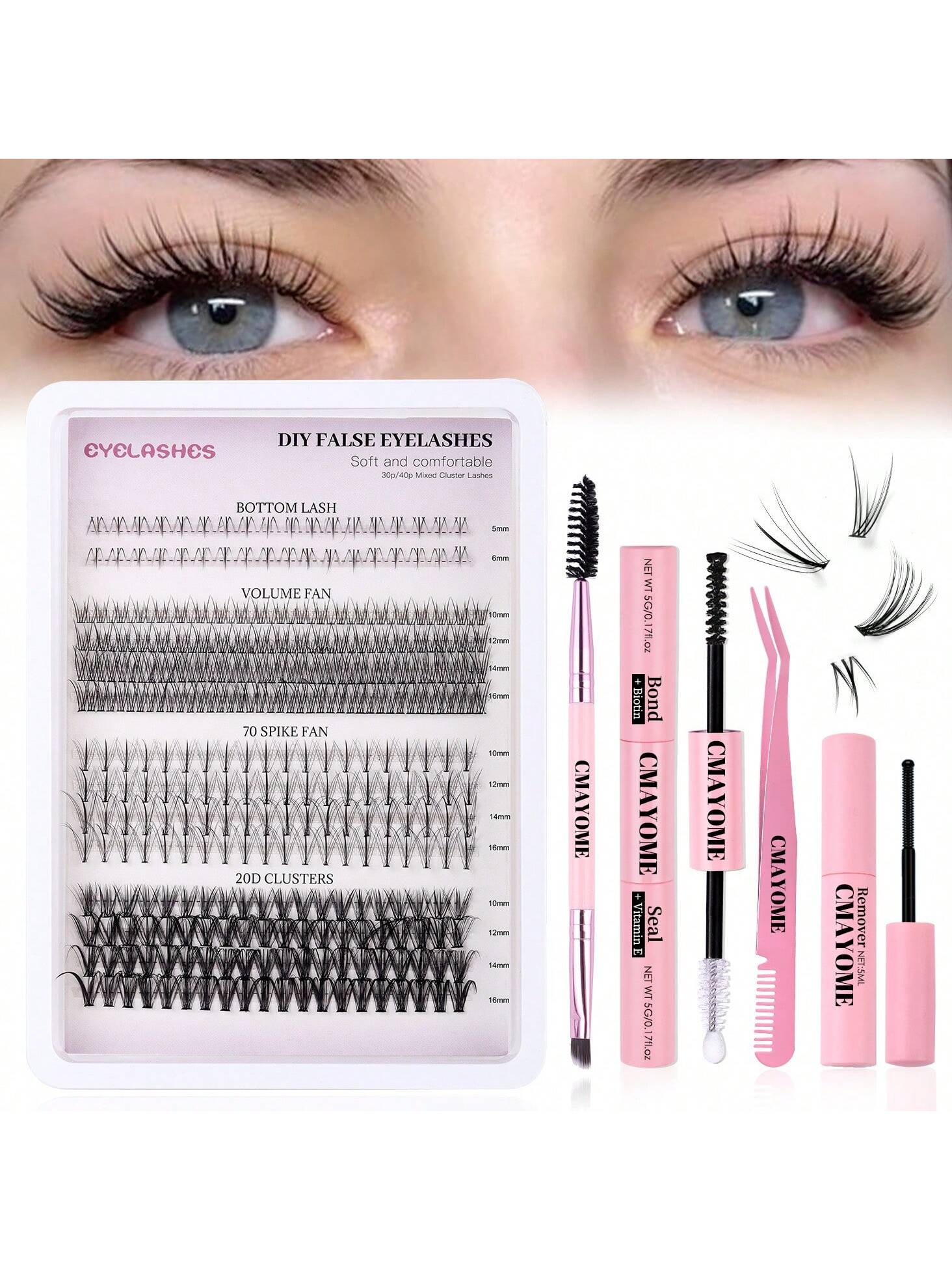 360 Clusters Of Professional Fine-Stemmed False Eyelashes, Thick And Natural With High Quality, 5-16mm Upper Eyelashes And Lower Eyelashes.