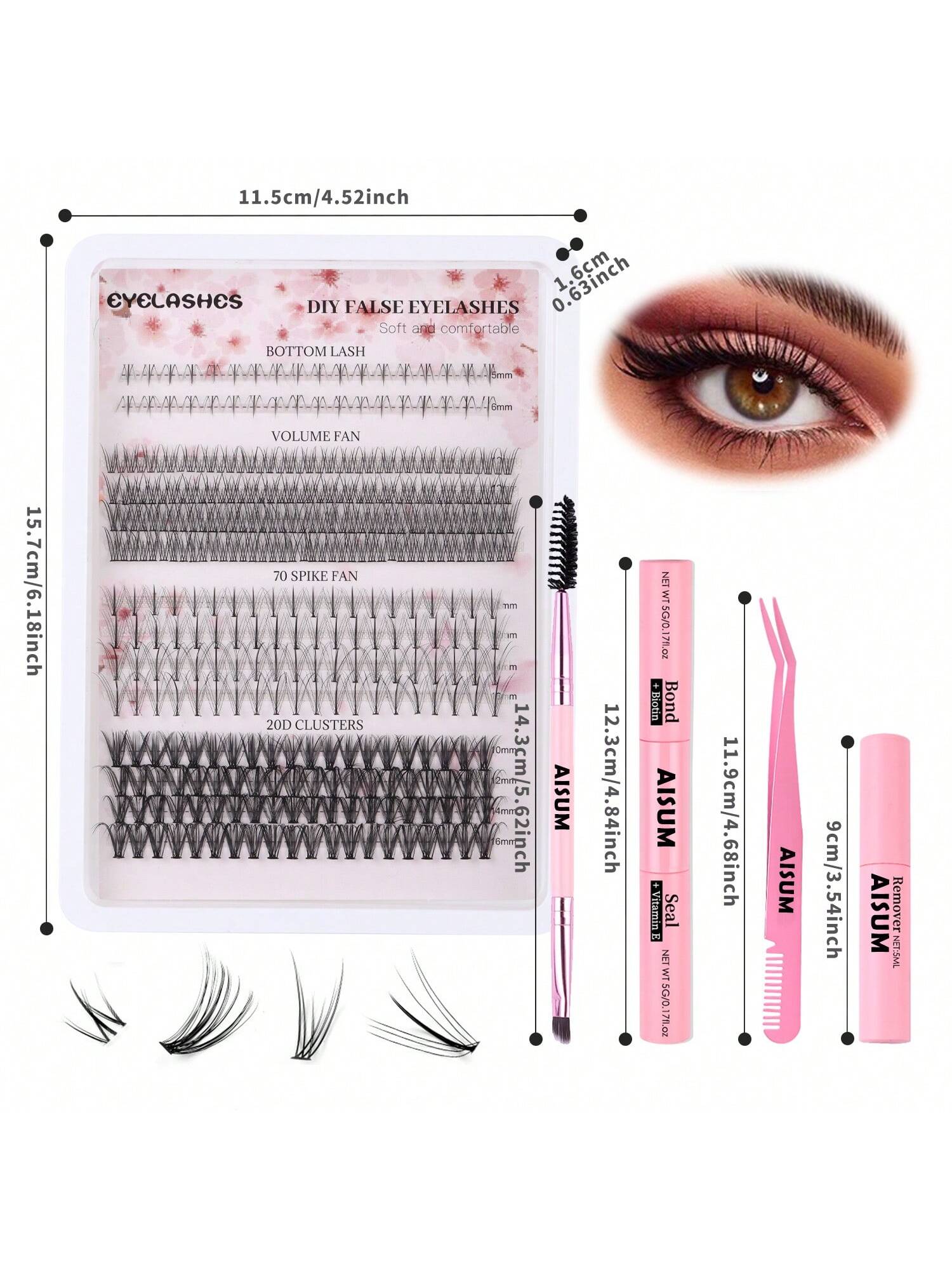 360 Clusters Of Professional Fine-Stemmed False Eyelashes, Thick And Natural With High Quality, 5-16mm Upper Eyelashes And Lower Eyelashes.