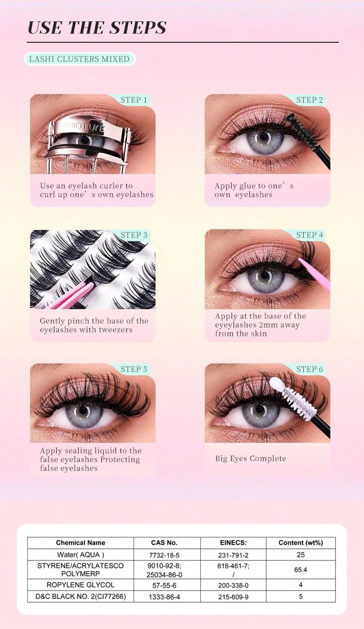 360 Clusters Of Professional Fine-Stemmed False Eyelashes, Thick And Natural With High Quality, 5-16mm Upper Eyelashes And Lower Eyelashes.