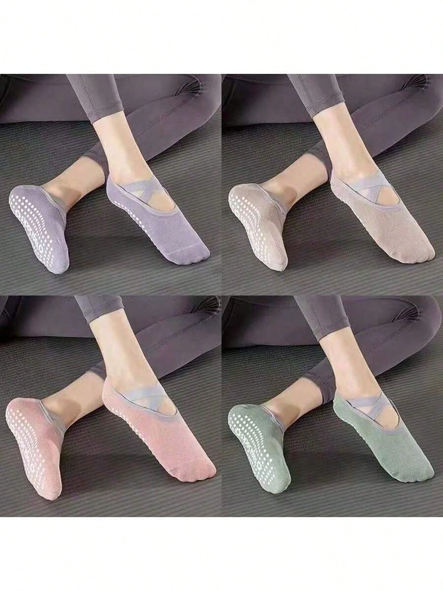 1Pair Professional Women Yoga Socks Silicone Anti-Slip Ballet Pilates Socks Women Backless Breathable Bandage Dance Sports Socks