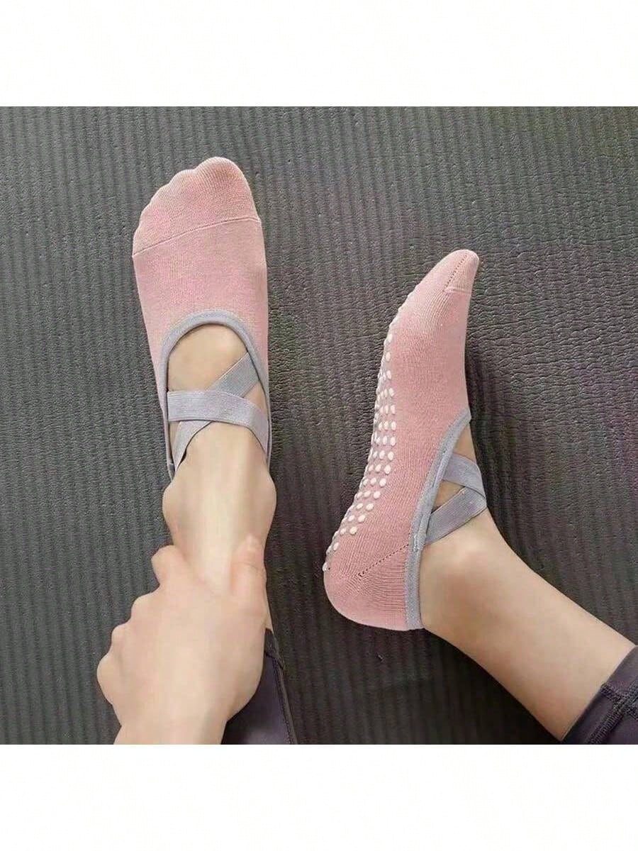 1Pair Professional Women Yoga Socks Silicone Anti-Slip Ballet Pilates Socks Women Backless Breathable Bandage Dance Sports Socks