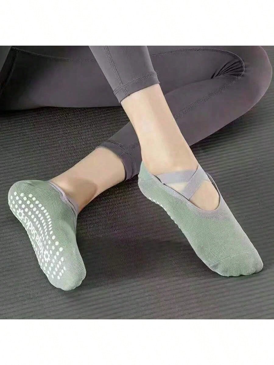 1Pair Professional Women Yoga Socks Silicone Anti-Slip Ballet Pilates Socks Women Backless Breathable Bandage Dance Sports Socks