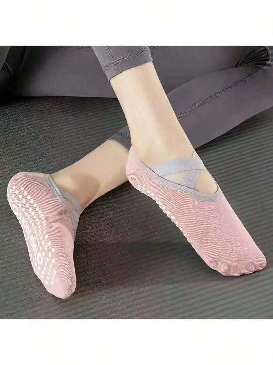 1Pair Professional Women Yoga Socks Silicone Anti-Slip Ballet Pilates Socks Women Backless Breathable Bandage Dance Sports Socks