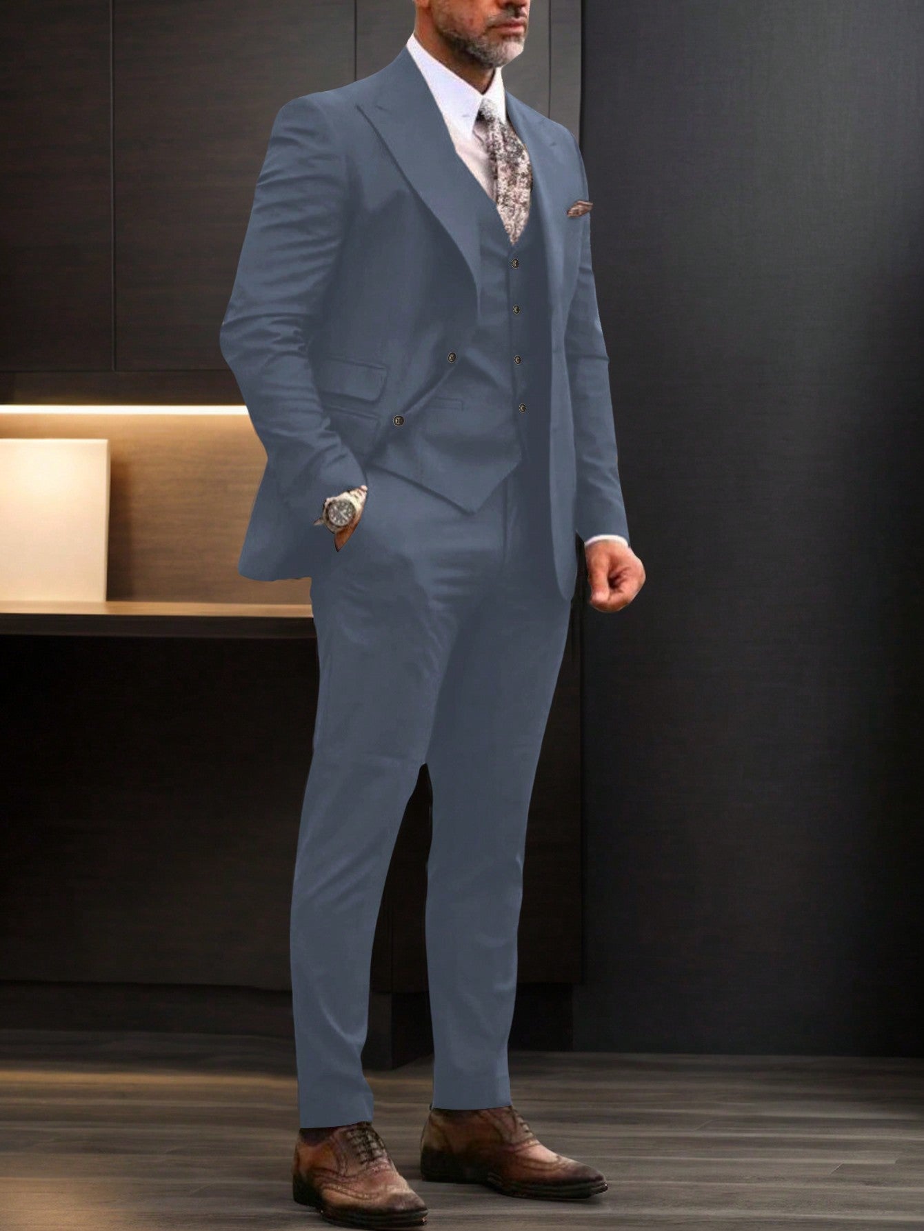 Manfinity Mode Men's Suit Vest And Pants Set