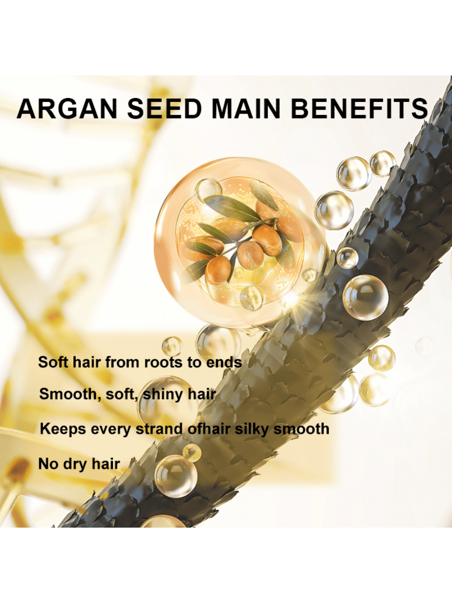 50ml/BOX Moroccan Argan Hair Treatment Oil, Maca Oil, Suitable For Dry, Curly, Heat Damaged Hair. The Maca Essence Oil Can Gently Revitalize The Hair, Relax The Tense Scalp, And Contains Moroccan Argan Oil