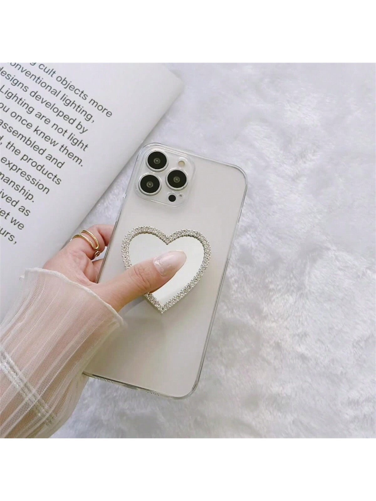 Metal Mobile Phone Airbag Desktop Stand Back Sticker Retractable Love Mirror Sticker Portable Make-Up Mirror