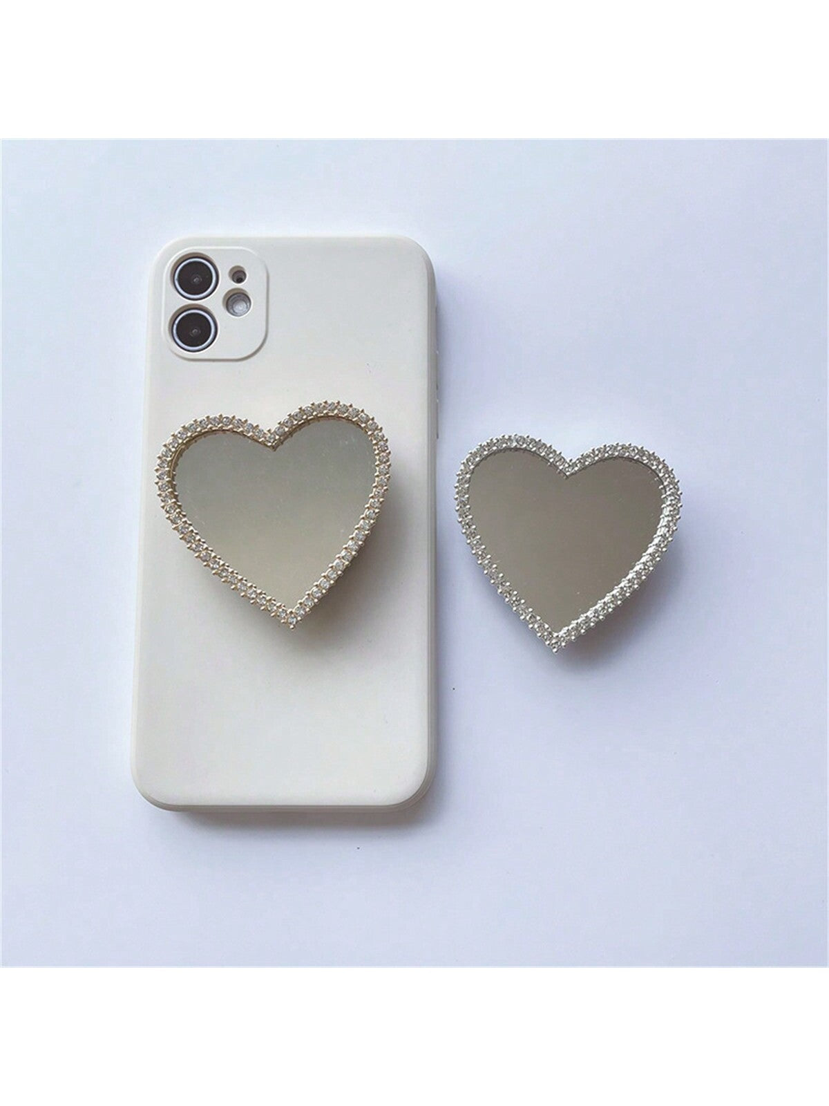 Metal Mobile Phone Airbag Desktop Stand Back Sticker Retractable Love Mirror Sticker Portable Make-Up Mirror