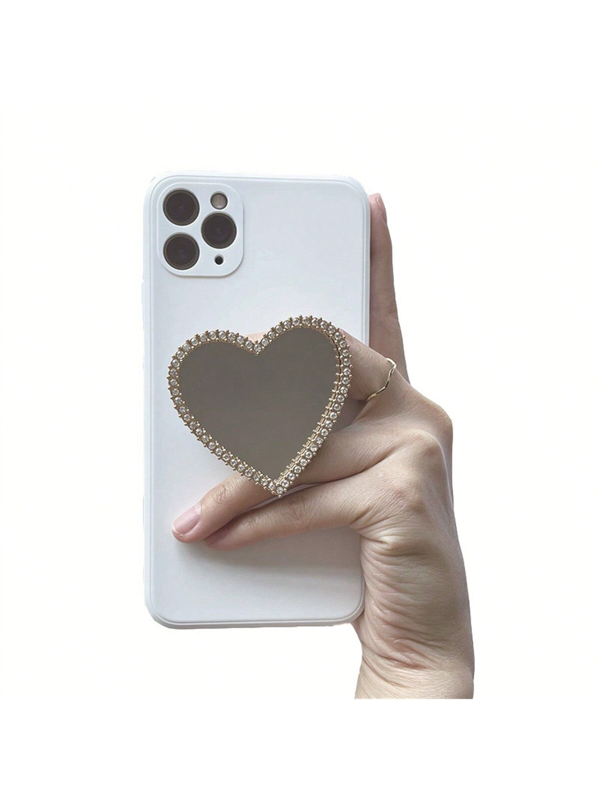 Metal Mobile Phone Airbag Desktop Stand Back Sticker Retractable Love Mirror Sticker Portable Make-Up Mirror