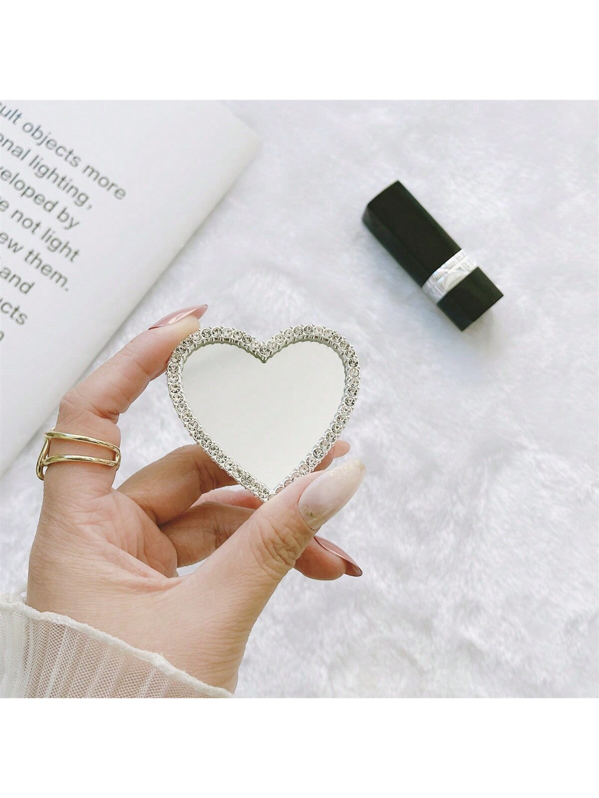 Metal Mobile Phone Airbag Desktop Stand Back Sticker Retractable Love Mirror Sticker Portable Make-Up Mirror