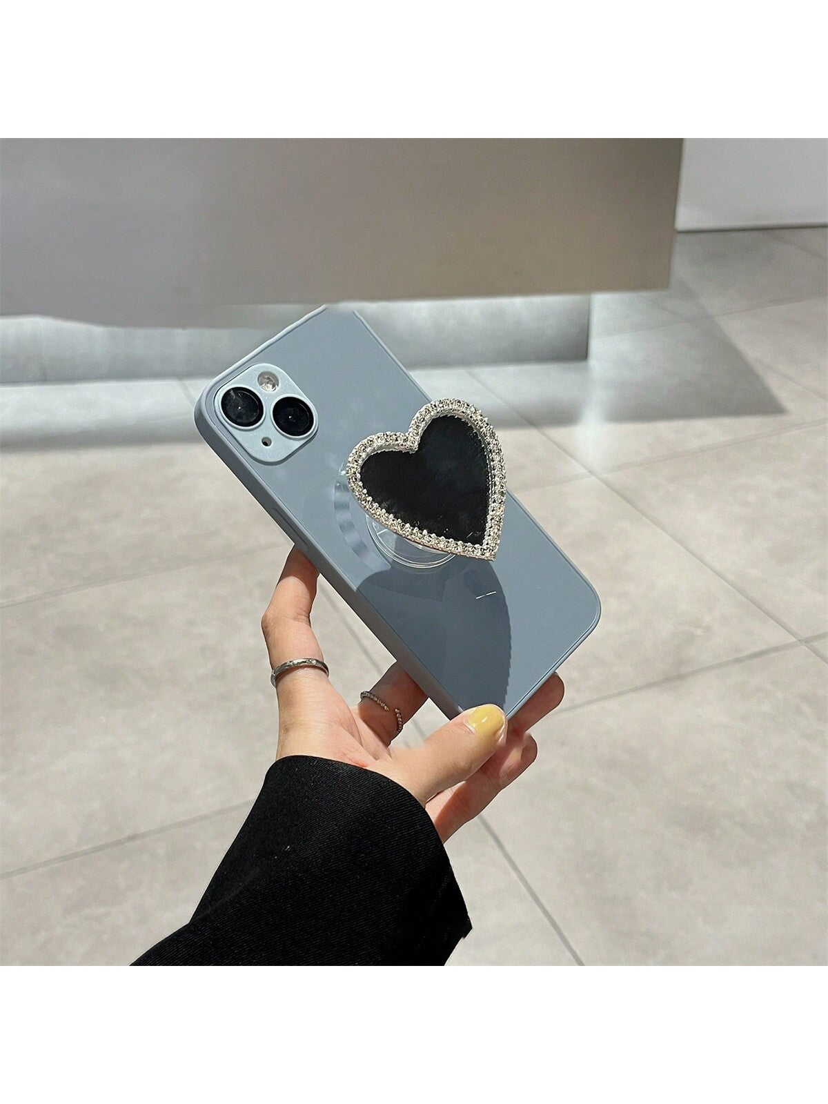 Metal Mobile Phone Airbag Desktop Stand Back Sticker Retractable Love Mirror Sticker Portable Make-Up Mirror