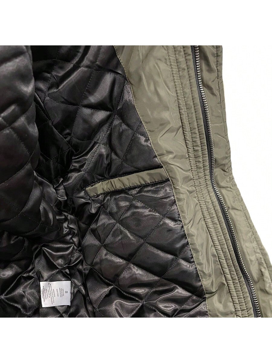 Mens Tactical Zip Up Bomber Jacket Streetwear Padded Outerwear Zip Up Coat