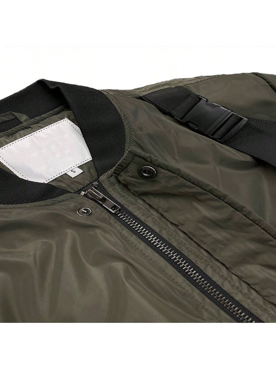 Mens Tactical Zip Up Bomber Jacket Streetwear Padded Outerwear Zip Up Coat