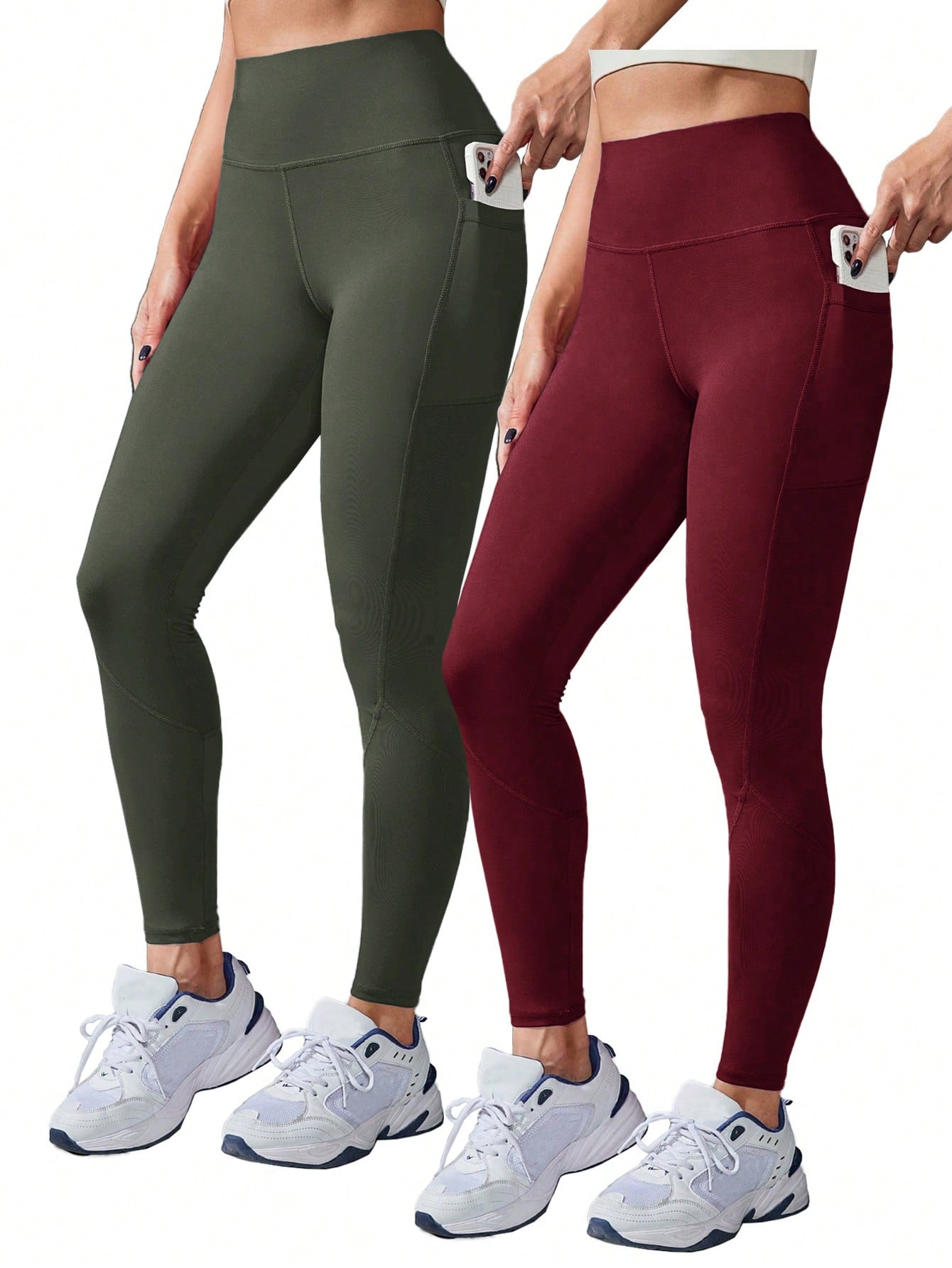 Yoga Basic Solid Color Slim-Fit Leggings, Casual Everyday Wear