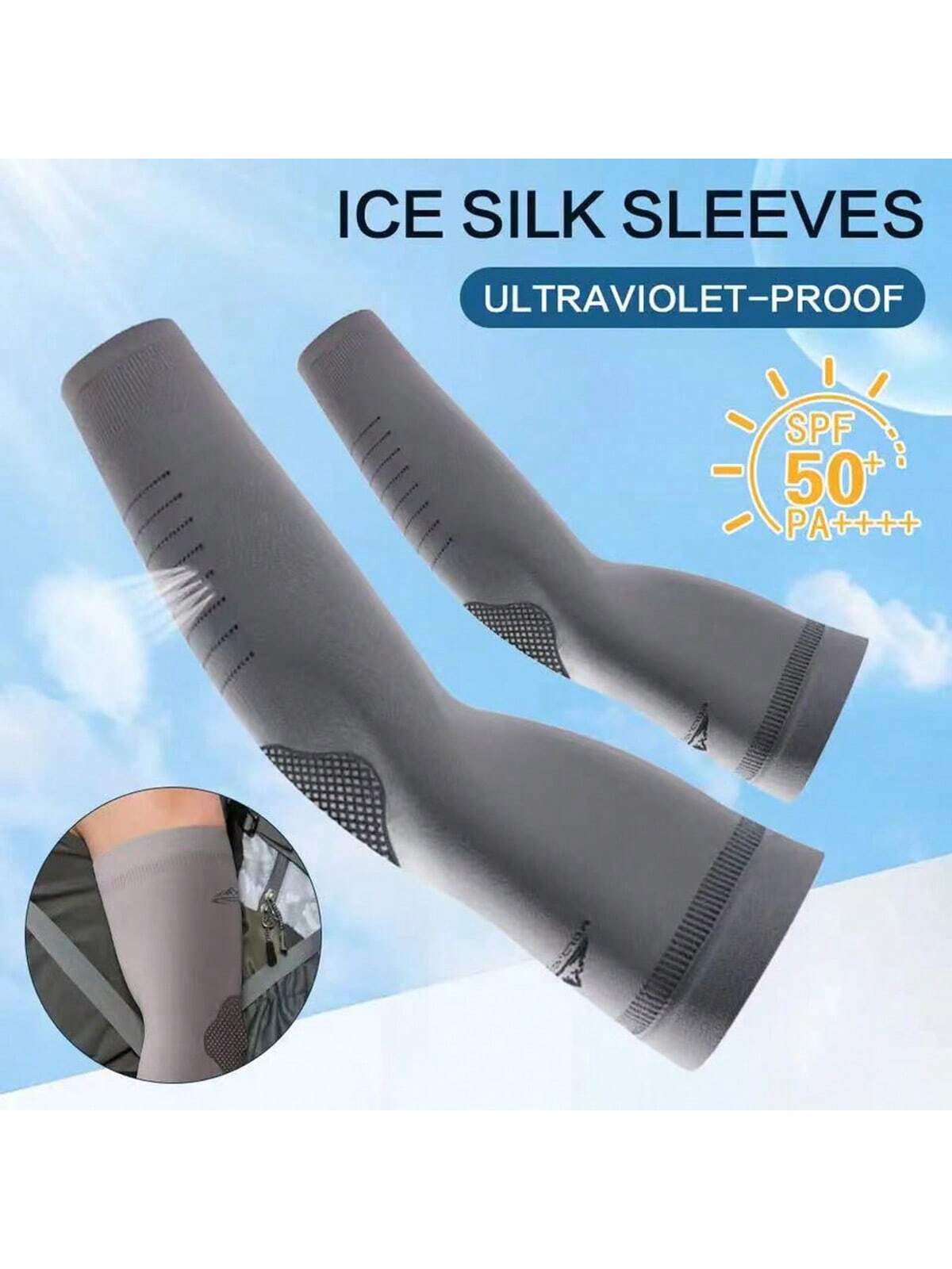 1 Pair Summer Ice Silk Sun Protection Arm Sleeves For Men: Outdoor Sports, Driving, Riding, Fishing, Breathable Sleeve Cover