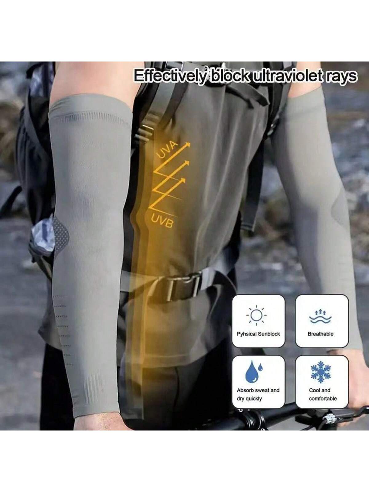 1 Pair Summer Ice Silk Sun Protection Arm Sleeves For Men: Outdoor Sports, Driving, Riding, Fishing, Breathable Sleeve Cover