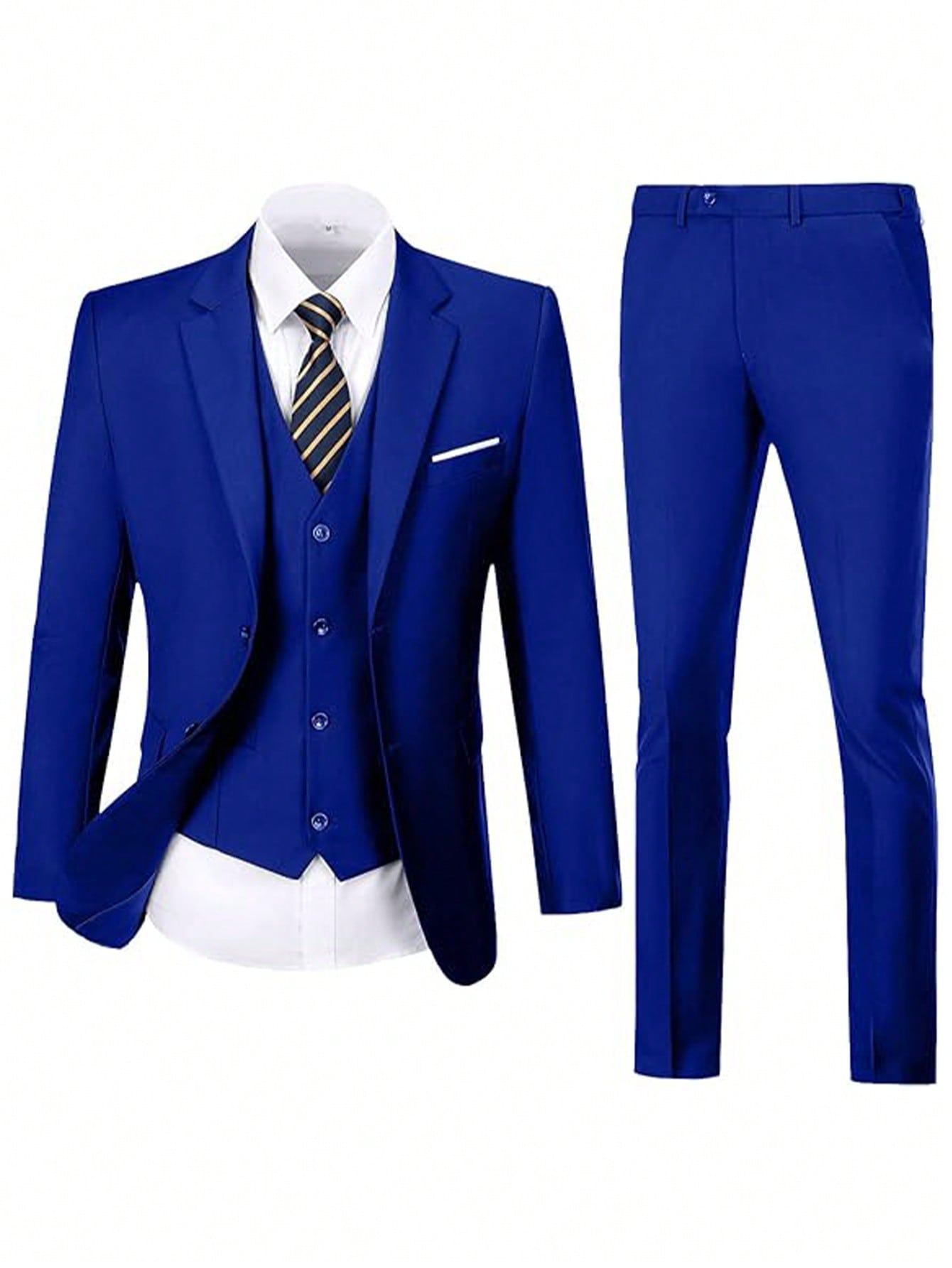 Adult Men's Three-Piece Suit Jacket Trousers Vest