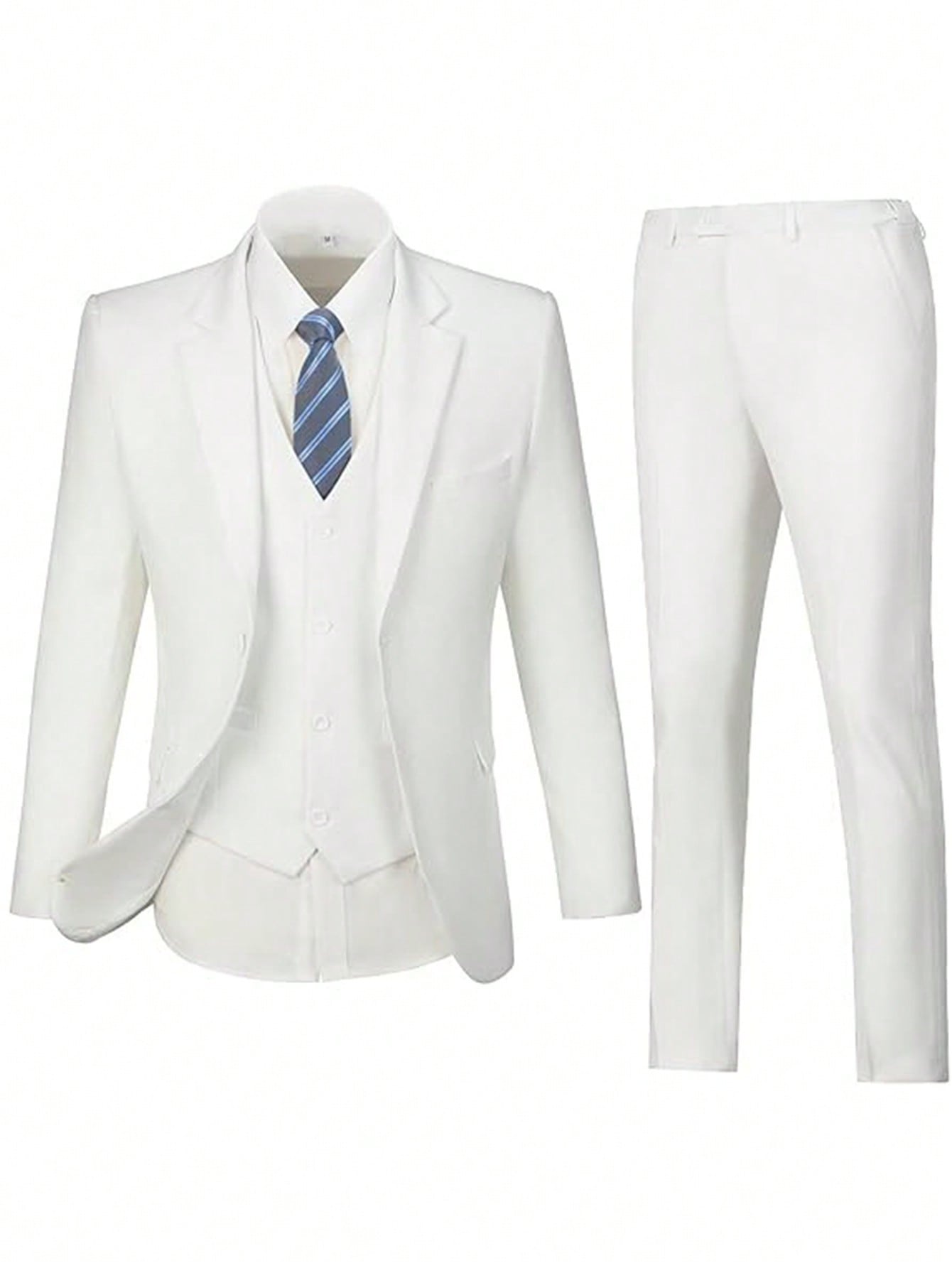 Adult Men's Three-Piece Suit Jacket Trousers Vest