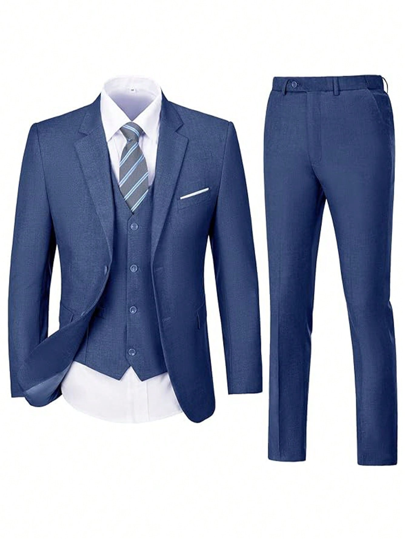 Adult Men's Three-Piece Suit Jacket Trousers Vest