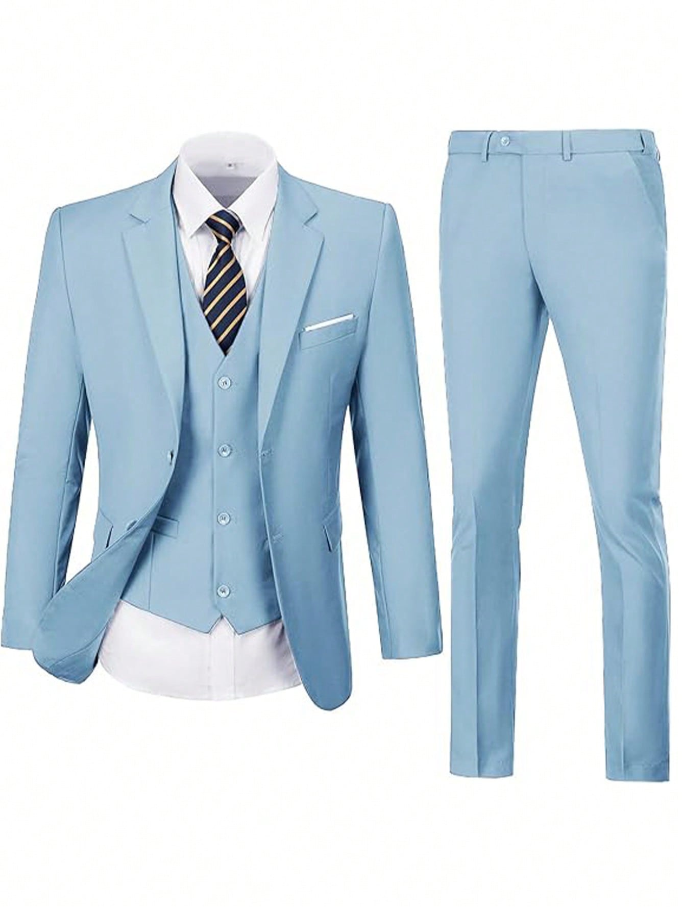 Adult Men's Three-Piece Suit Jacket Trousers Vest