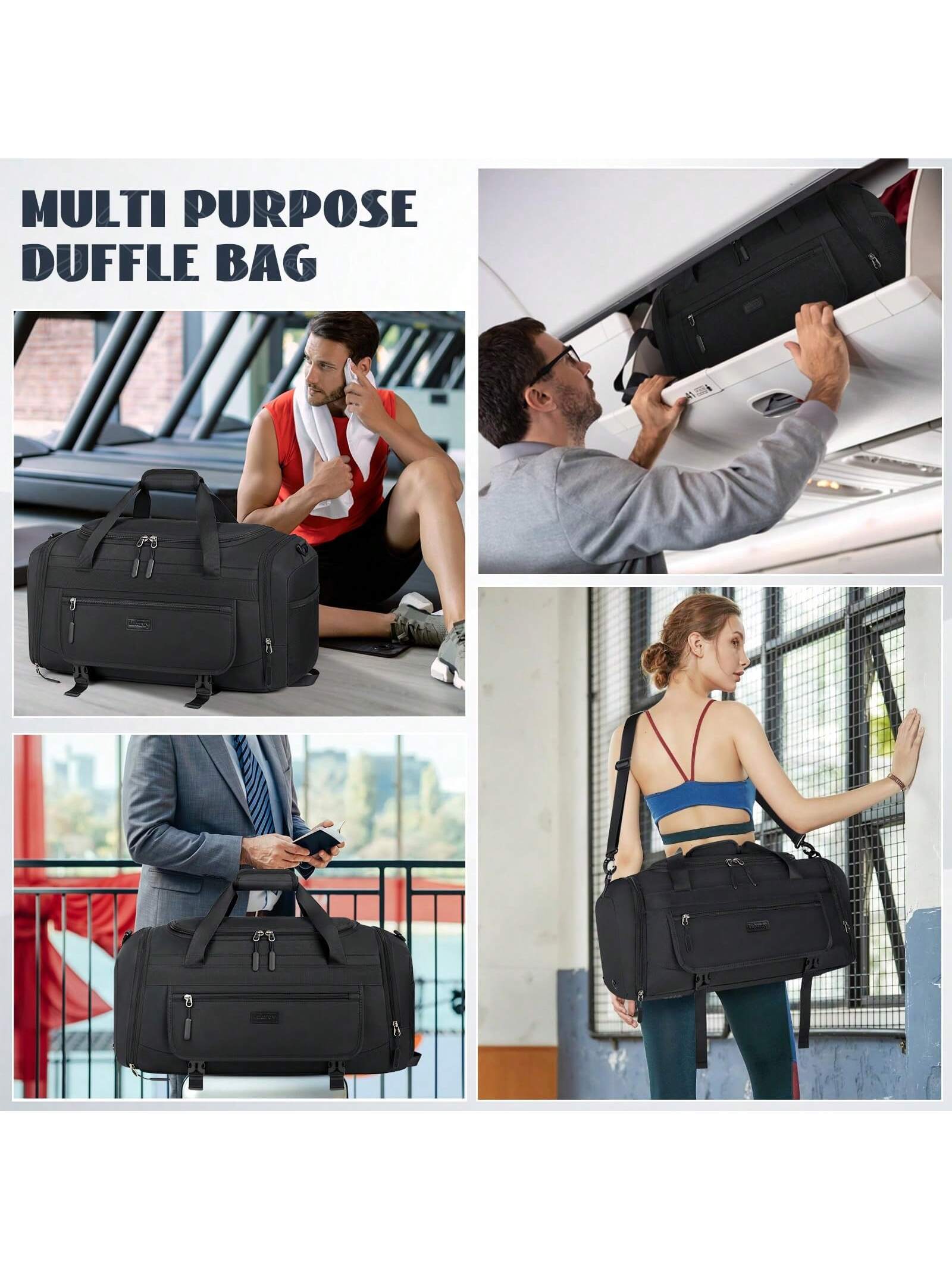 Gym Bag For Men 55L Sports Duffel Bags Gym Duffle Bag Women With Shoe Compartment