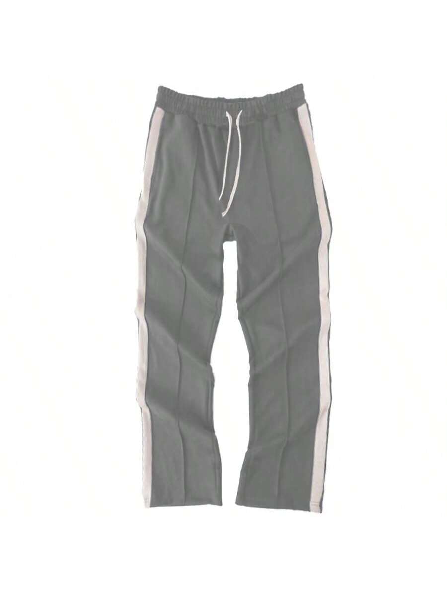 Mens Stripe Straight Flare Fit Sweat Pant Jogger With Contrast Panel College Ready