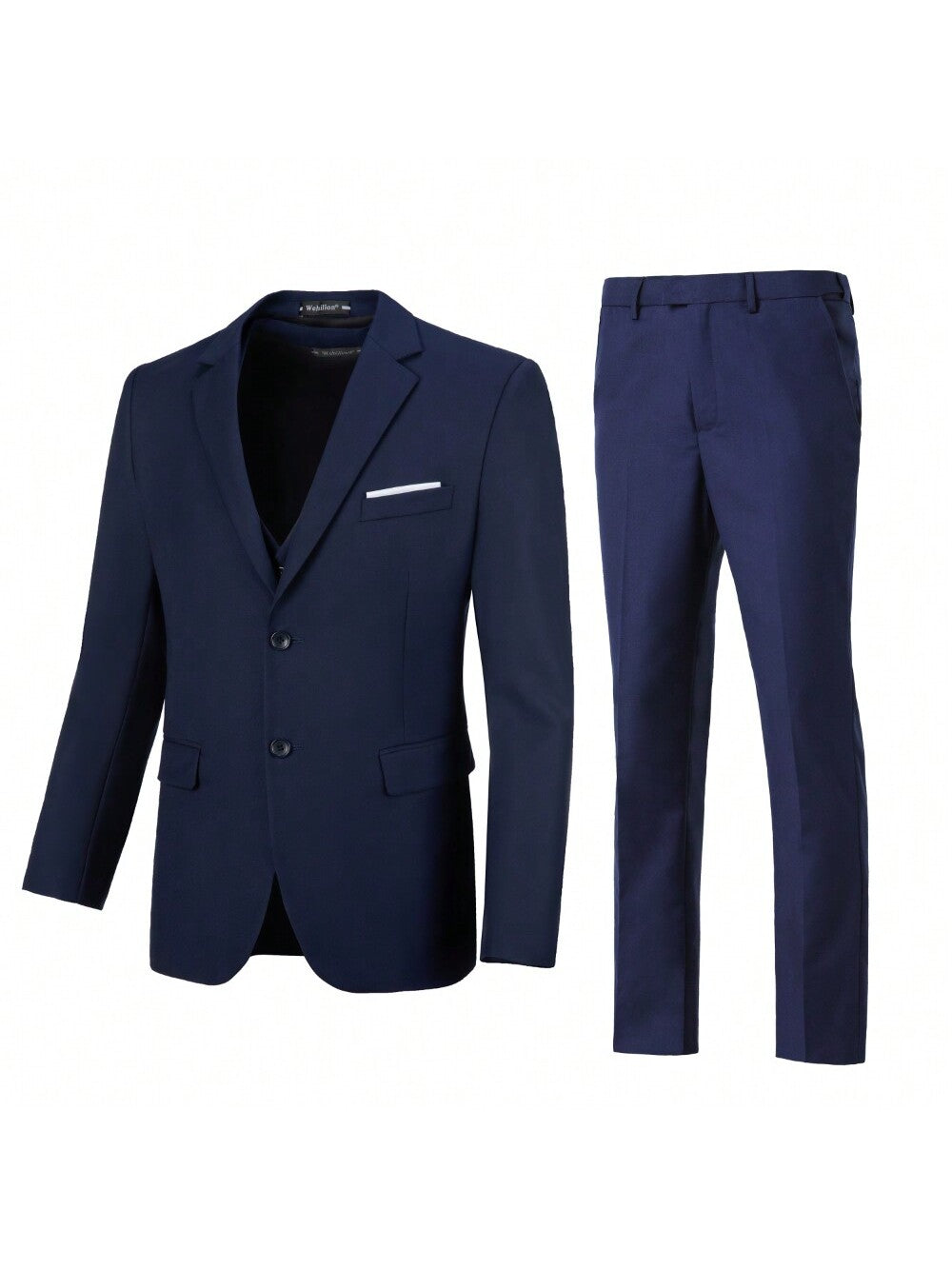 Men's 2 Piece Slim Fit Suit Set, Two Button Solid Jacket Pants With Suits For Men