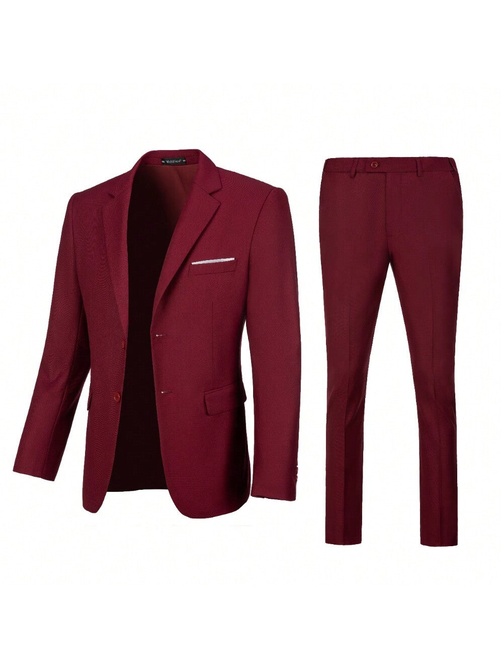 Men's 2 Piece Slim Fit Suit Set, Two Button Solid Jacket Pants With Suits For Men