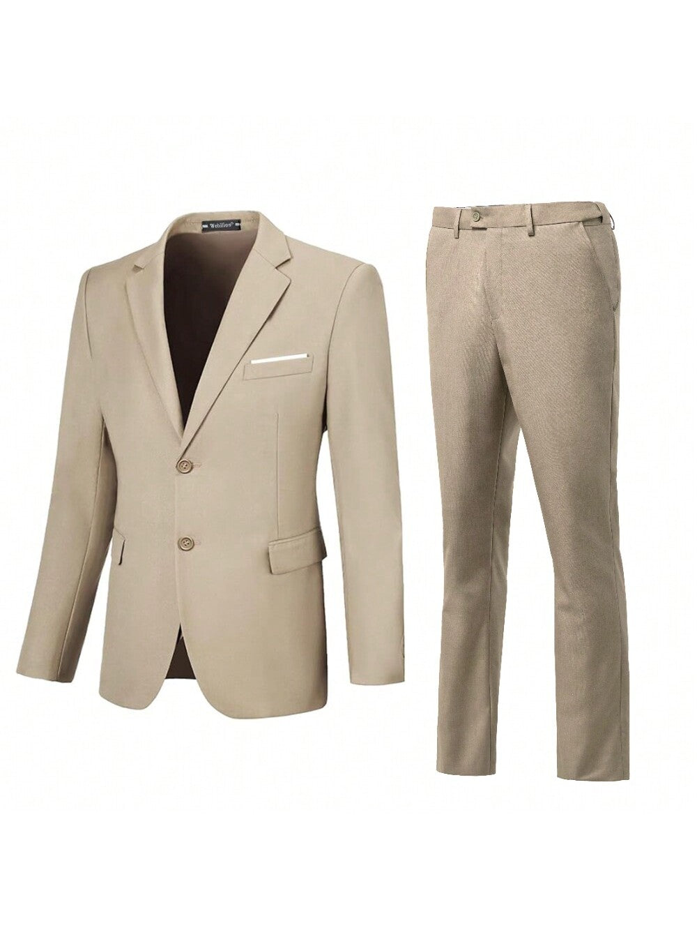 Men's 2 Piece Slim Fit Suit Set, Two Button Solid Jacket Pants With Suits For Men