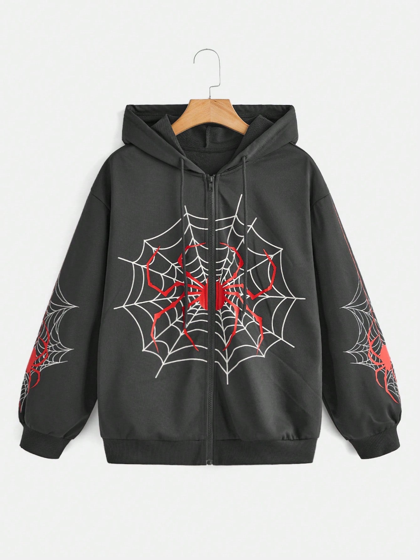 EZwear Women's Red Spider Print Hooded Sweatshirt