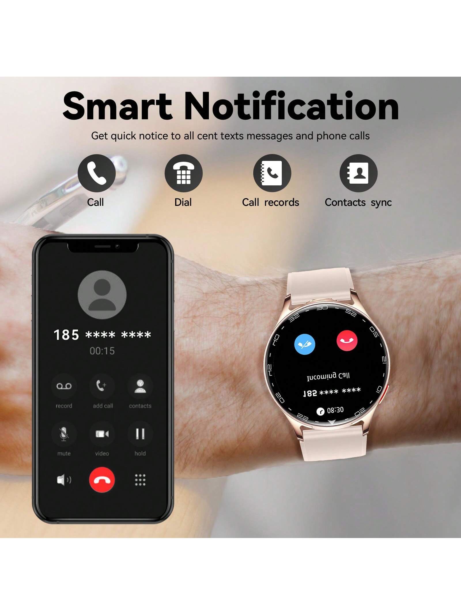 LinsonK 1pc Smart Watches For Women Men With Earbuds Bluetooth Call 1.39