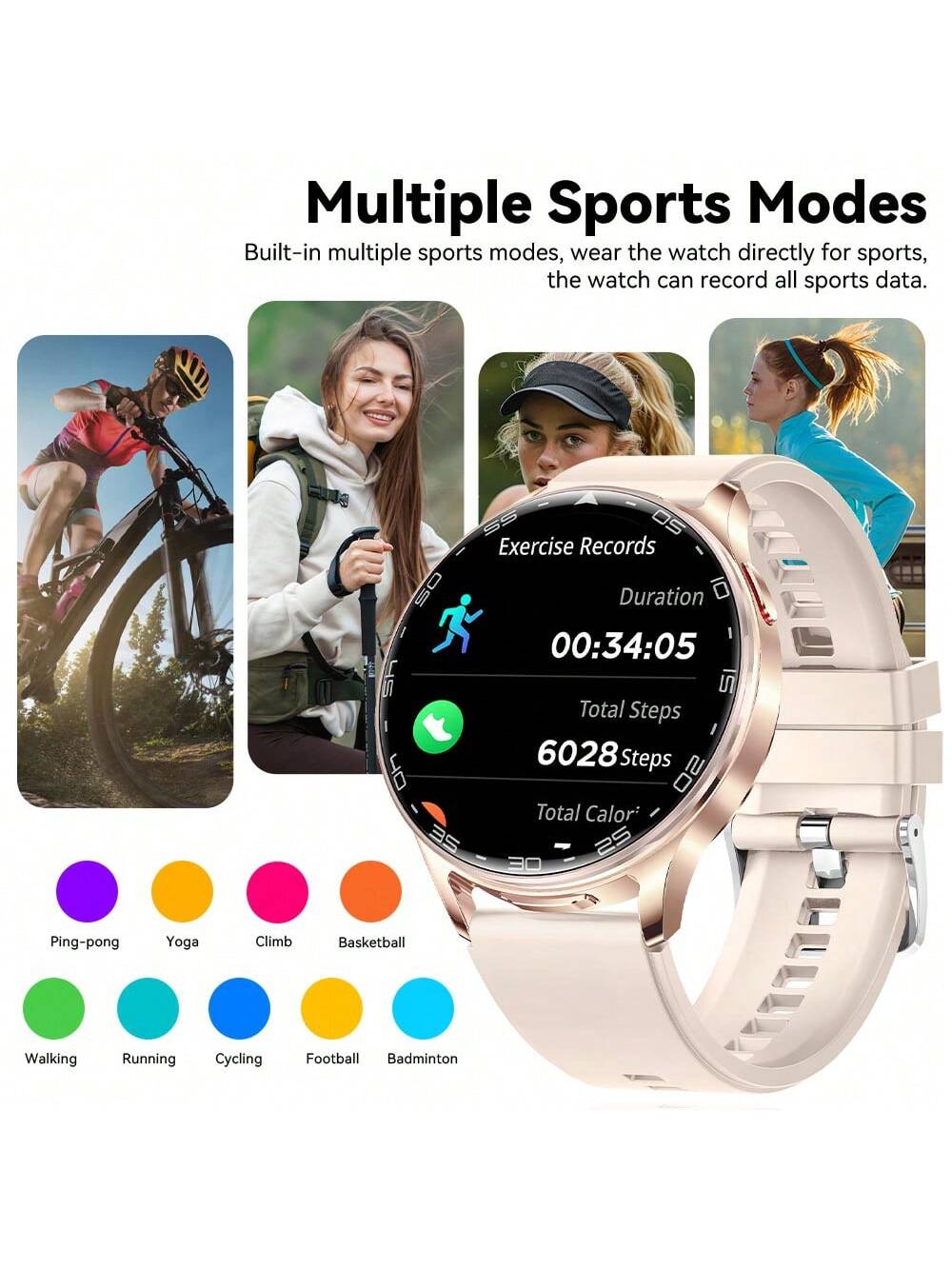 LinsonK 1pc Smart Watches For Women Men With Earbuds Bluetooth Call 1.39