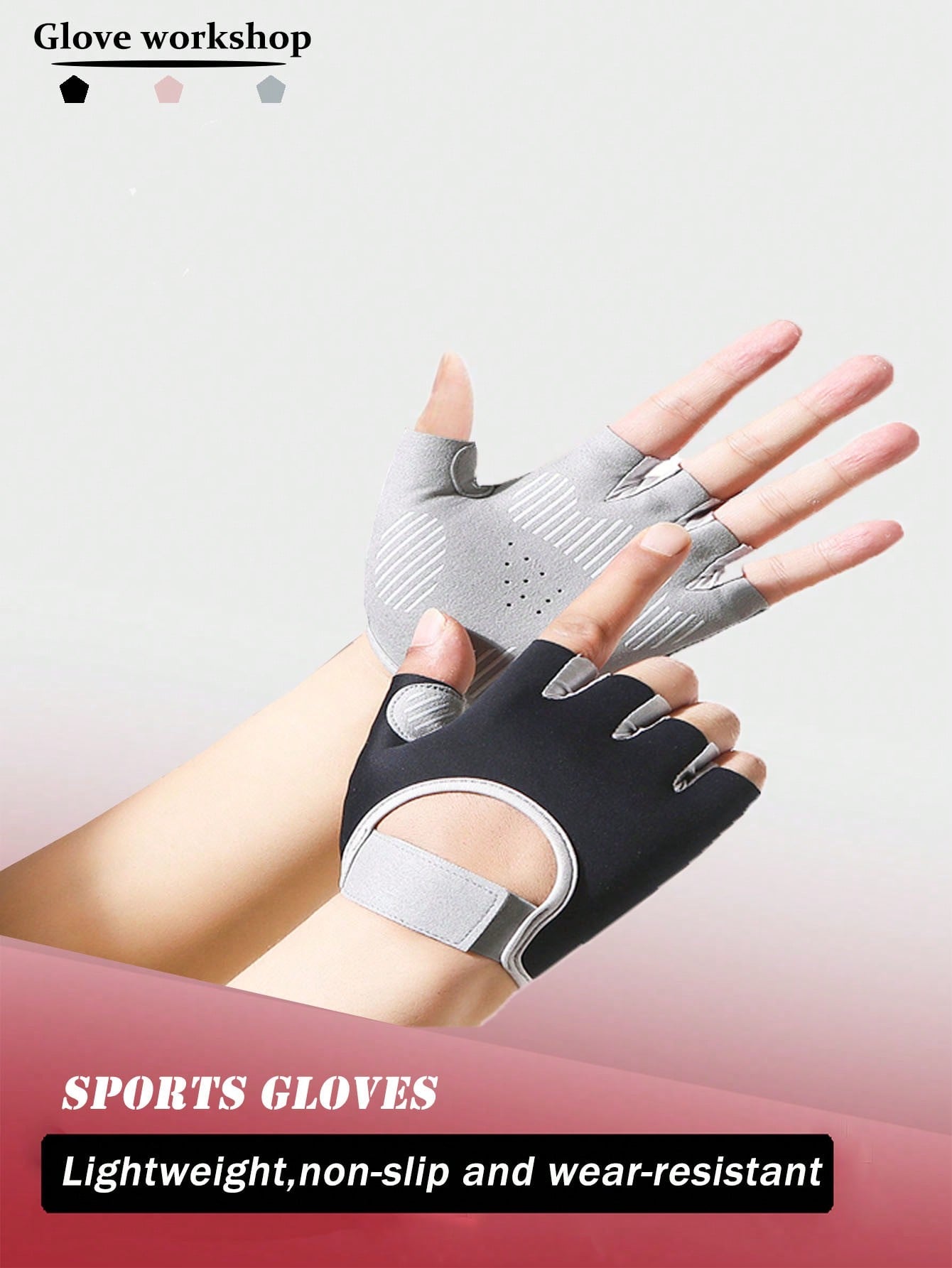 1 Pair Women Half Finger Sports Gloves, Anti-Slip Breathable Comfortable For Cycling, Fitness, Driving, Bodybuilding, Durable