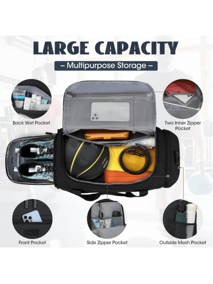 Gym Bag For Men 55L Sports Duffel Bags Gym Duffle Bag Women With Shoe Compartment