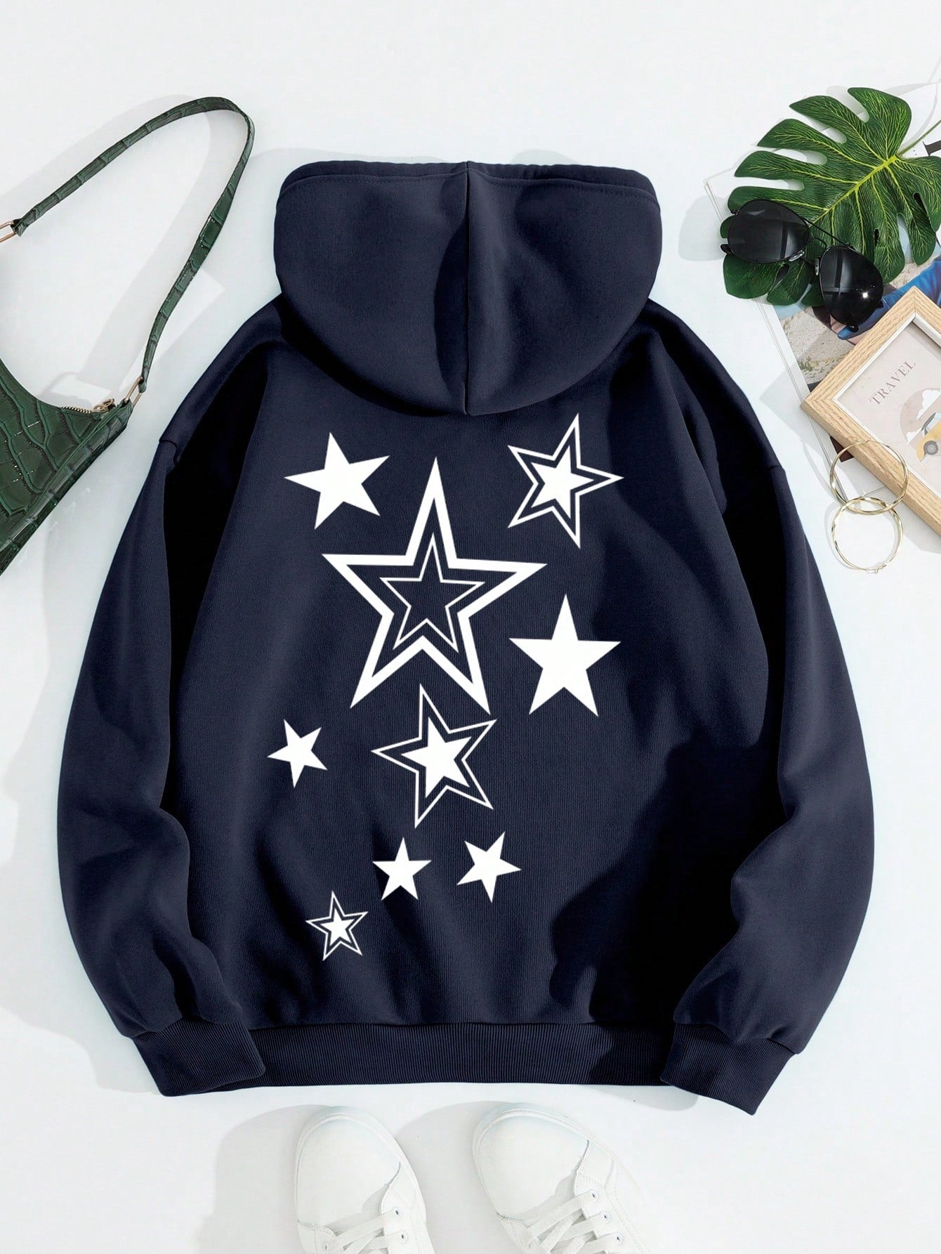 INAWLY Women 5-Pointed Star Print Long Sleeve Hoodie,Long Sleeve Tops