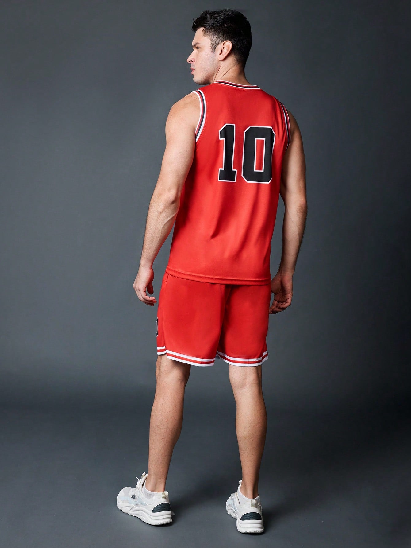 Boyfriend Style Men's Simple Print Sleeveless Top And Shorts Sports Suit