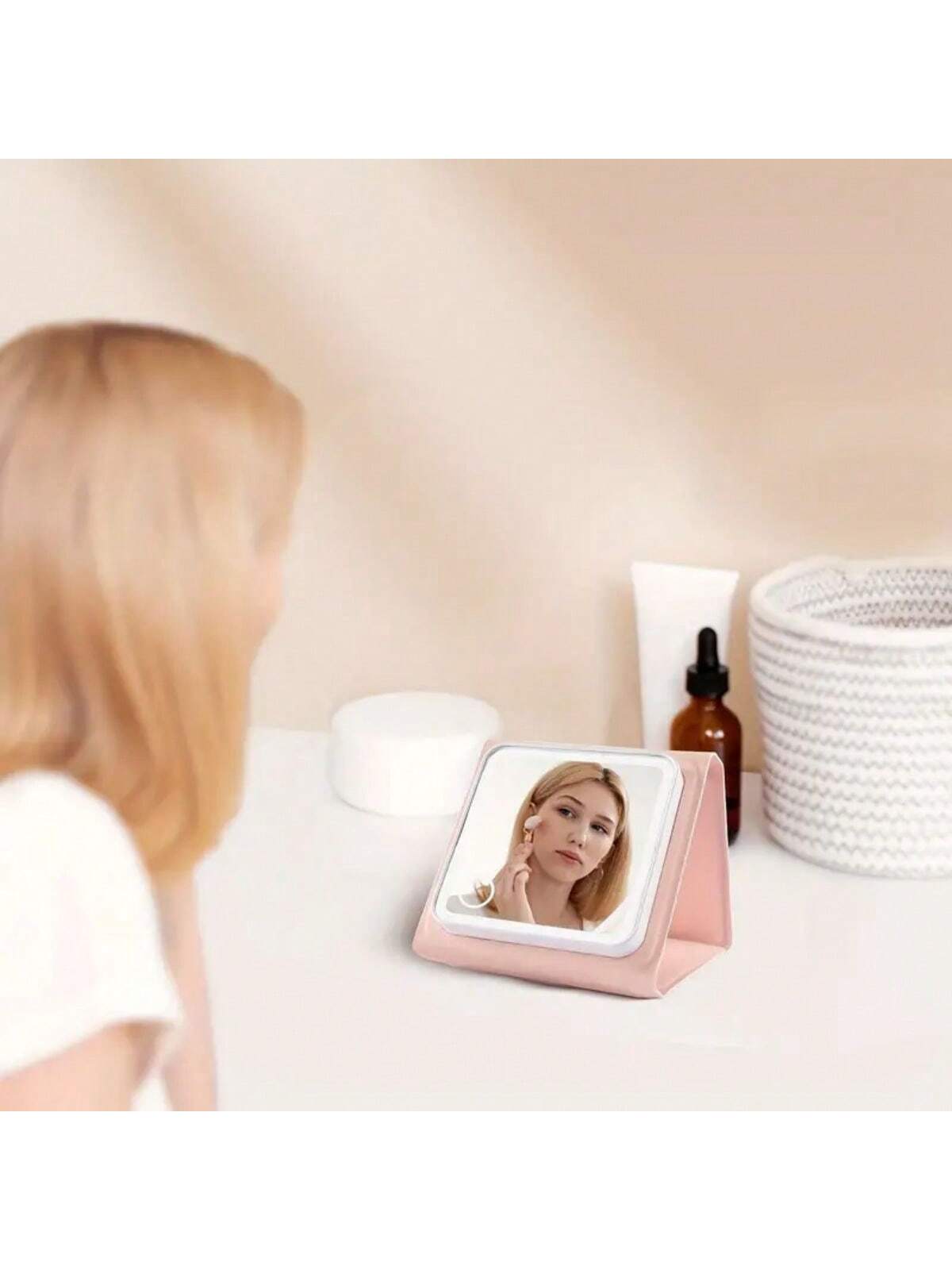 ZeeHoo Portable LED Makeup Mirror - Rechargeable Travel Mirror With 1x, 5x, 10x Magnification For On-The-Go Beauty, Adjustable Brightness, Compact And Lightweight Design For Easy Carrying And Touch-Up, Perfect For Home, Office, And Travel Use