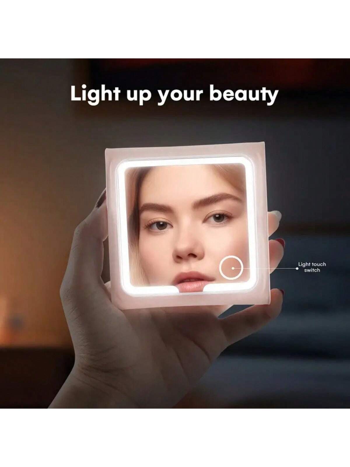 ZeeHoo Portable LED Makeup Mirror - Rechargeable Travel Mirror With 1x, 5x, 10x Magnification For On-The-Go Beauty, Adjustable Brightness, Compact And Lightweight Design For Easy Carrying And Touch-Up, Perfect For Home, Office, And Travel Use