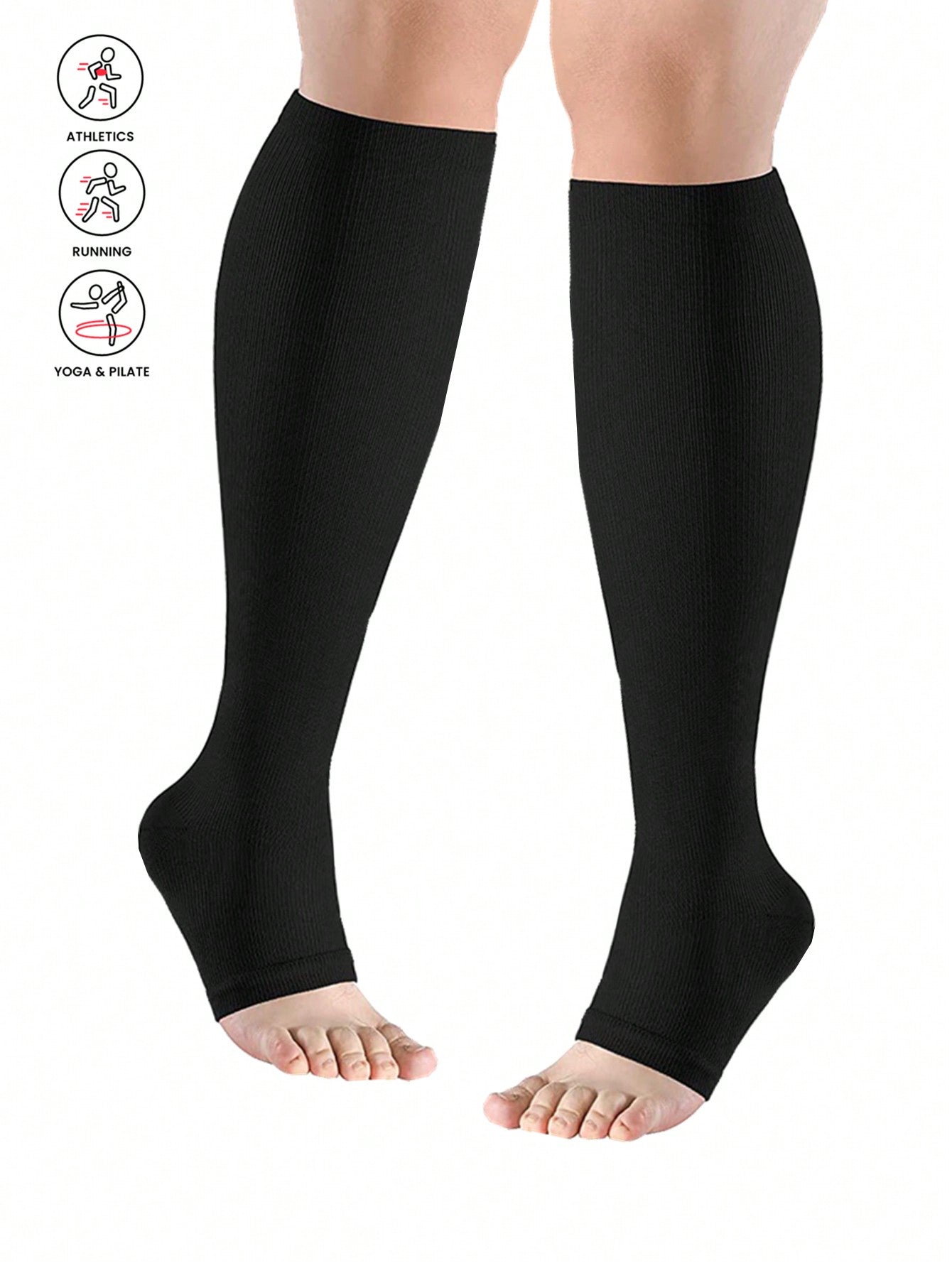 Sports Outdoor 1pair Open Toe Knitted Fabric Fitness Compression Socks